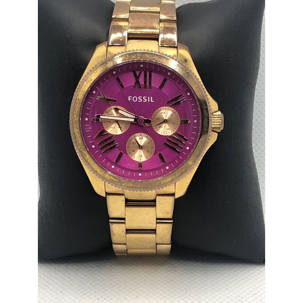 Fossil AM4549 Women's Stainless Steel Analog Pink Dial Quartz Genuine Watch OL85